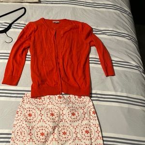 Orange sweater and skirt- Loft